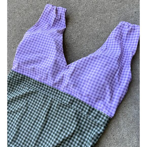 Summersalt The Ruched Backflip Swimsuit - Gingham in Lavender & Ivy, Size 14 - Picture 3 of 10